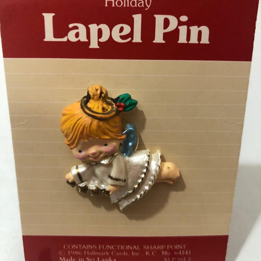 Vintage 1986 Hallmark Cards Christmas Angel Lapel Pin Collector Brooch